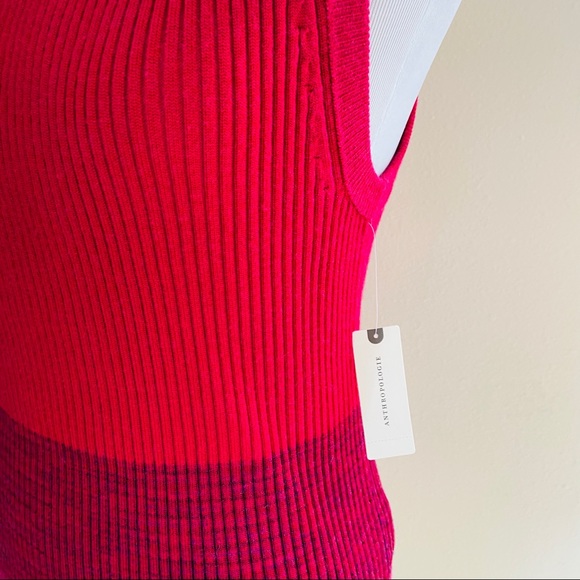 New Anthropologie magenta textured knit tank top ribbed - Picture 9 of 12